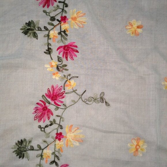 Embroidered Scarf/Sarong, Beachy, Traditional, Unique. Cotton/Poly Blend, Chic - Picture 3 of 4